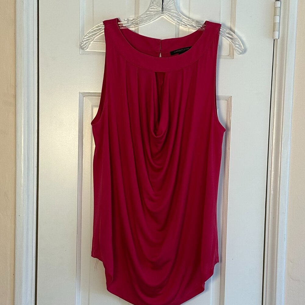 Classiques Entier Atelier Fucshia Silk Jersey Sleeveless Drape-neck Top, Size L